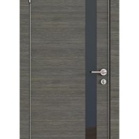 Дверь межкомнатная DO-507 Ольха темная/стекло Черное