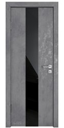 Дверь межкомнатная DO-510 Бетон темный/стекло Черное