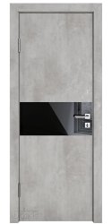 Дверь межкомнатная DO-501 Бетон светлый/стекло Черное