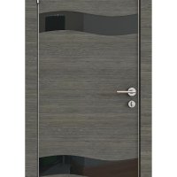 Дверь межкомнатная DO-503 Ольха темная/стекло Черное