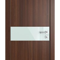 ШИ дверь DO-609 Орех тисненый/стекло Белое