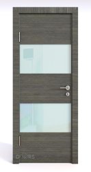 ШИ дверь DO-608 Ольха темная/стекло Белое