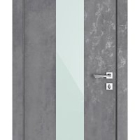 Дверь межкомнатная DO-510 Бетон темный/стекло Белое