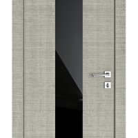 Дверь межкомнатная DO-510 Серый дуб/стекло Черное