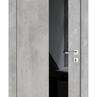 Дверь межкомнатная DO-504 Бетон светлый/стекло Черное