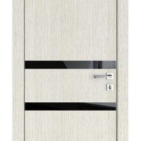 Дверь межкомнатная DO-513 Белая лиственница/стекло Черное