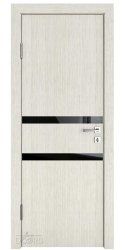 Дверь межкомнатная DO-513 Белая лиственница/стекло Черное