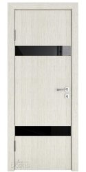 Дверь межкомнатная DO-502 Белая лиственница/стекло Черное