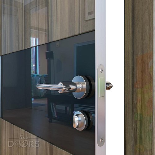 Дверь межкомнатная DO-501 Сосна глянец/стекло Черное