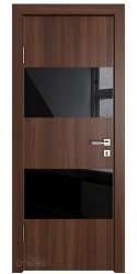 Дверь межкомнатная DO-508 Орех тисненый/стекло Черное