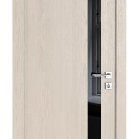 Дверь межкомнатная DO-507 Ясень капучино/стекло Черное