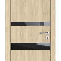 ШИ дверь DO-612 Дуб светлый/стекло Черное