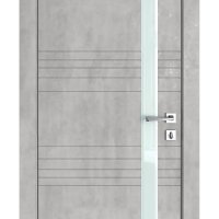 Дверь межкомнатная DO-514 Бетон светлый/стекло Белое
