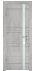 Дверь межкомнатная DO-514 Бетон светлый/стекло Белое