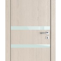 Дверь межкомнатная DO-513 Ясень капучино/стекло Белое