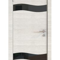 Дверь межкомнатная DO-503 Ива светлая/стекло Черное