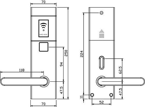 Электронный гостиничный онлайн замок HSU-9910BT-PECL