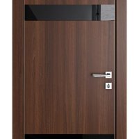 ШИ дверь DO-602 Орех тисненый/стекло Черное