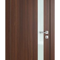 ШИ дверь DO-607 Орех тисненый/стекло Белое