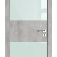 Дверь межкомнатная DO-508 Бетон светлый/стекло Белое