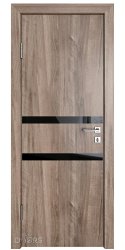 Дверь межкомнатная DO-513 Орех седой светлый/стекло Черное