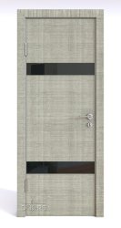 ШИ дверь DO-602 Серый дуб/стекло Черное