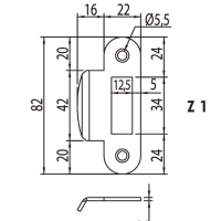 Защелка бесшумная под цилиндр 1885P PG