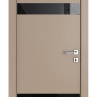 Дверь межкомнатная DO-502 Латте софт/стекло Черное