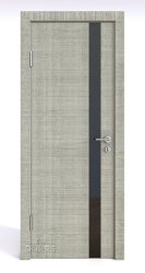 ШИ дверь DO-607 Серый дуб/стекло Черное