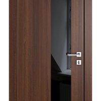 Дверь межкомнатная DO-504 Орех тисненый/стекло Черное