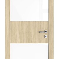 Дверь межкомнатная DO-508 Дуб светлый/стекло Белое