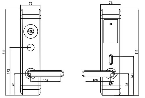 Электронный гостиничный замок HSU-9938-S