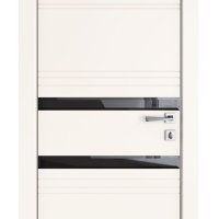 Дверь межкомнатная DO-515 Сливки/стекло Черное