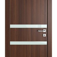 Дверь межкомнатная DO-513 Орех тисненый/стекло Белое