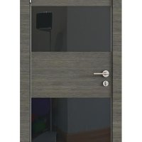 Дверь межкомнатная DO-508 Ольха темная/стекло Черное