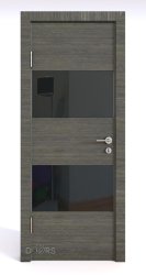 Дверь межкомнатная DO-508 Ольха темная/стекло Черное