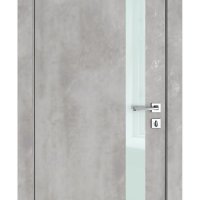 Дверь межкомнатная DO-507 Бетон светлый/стекло Белое