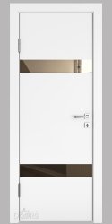 Дверь межкомнатная DO-502 Белый бархат/зеркало Бронза