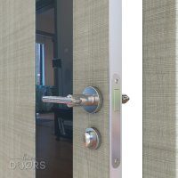 ШИ дверь DO-604 Серый дуб/стекло Черное