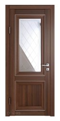 Дверь межкомнатная DO-PG2 Орех тисненый/Зеркало ромб фацет