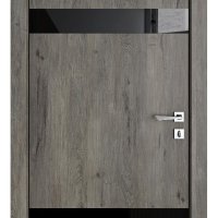 Дверь межкомнатная TL-DO-502 Серый кедр/стекло Черное