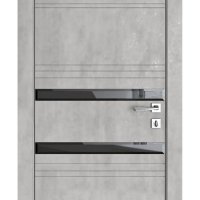 Дверь межкомнатная DO-515 Бетон светлый/стекло Черное