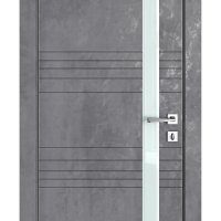 Дверь межкомнатная DO-514 Бетон темный/стекло Белое