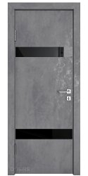 Дверь межкомнатная DO-502 Бетон темный/стекло Черное