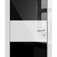 Дверь межкомнатная DO-508 Серый глянец/стекло Черное