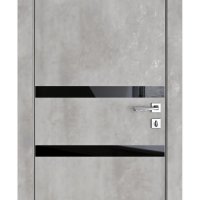 Дверь межкомнатная DO-513 Бетон светлый/стекло Черное