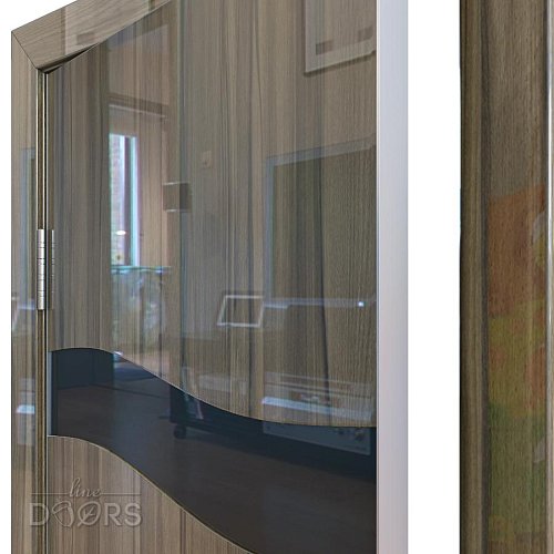 Дверь межкомнатная DO-503 Сосна глянец/стекло Черное