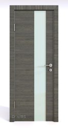 Дверь межкомнатная DO-504 Ольха темная/стекло Белое