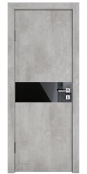Дверь межкомнатная DO-509 Бетон светлый/стекло Черное