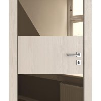 Дверь межкомнатная DO-508 Ясень капучино/зеркало Бронза